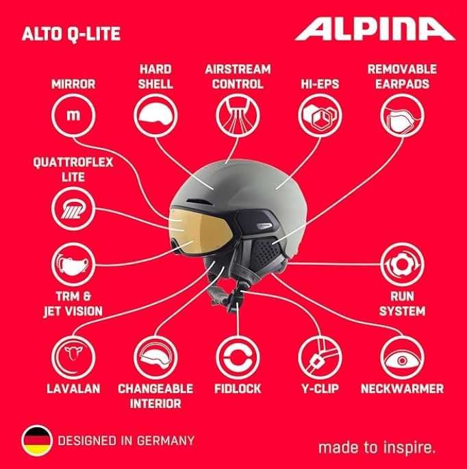 Kask narciarski ALPINA ALTO Q-LITE z przyłbicą Rozm. M 55-59 cm