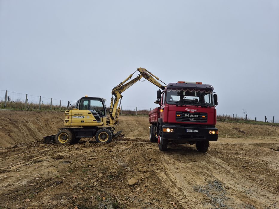 Usługi koparka kołową, minikoparką i wozidłem,  Transport ciężarówką
