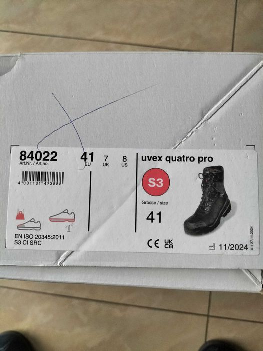 Ocieplane trzewiki ochronne UVEX QUATRO PRO S3 CI SRC 84022 rozmiar 41