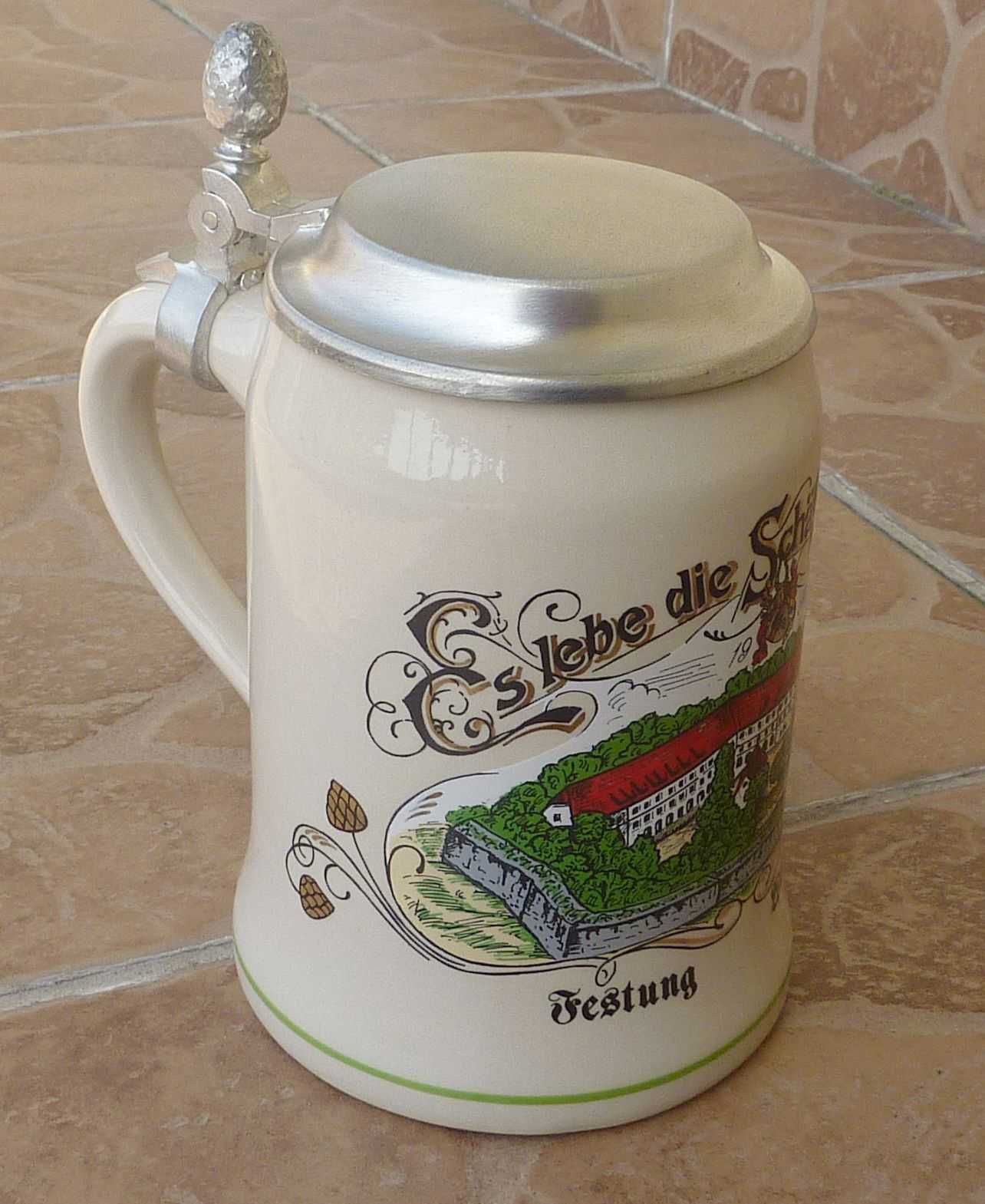 kufel z cynową klapką - Schäff Brauerei - Festung Wülzburg - 1997r.
