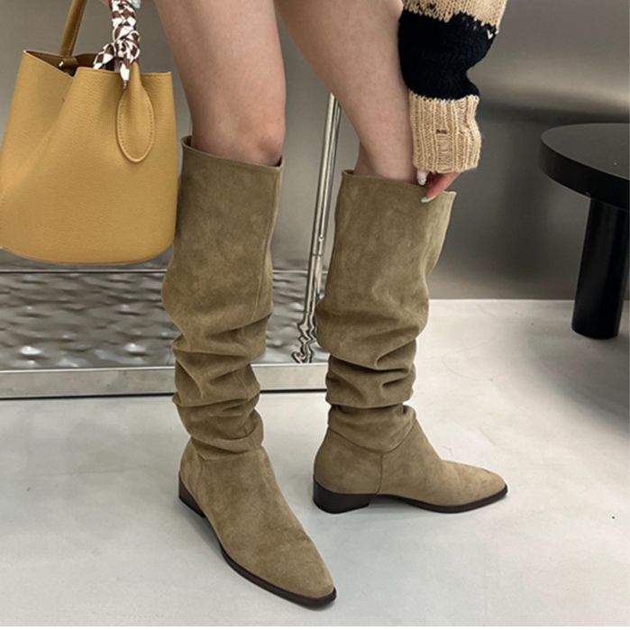 Сапоги Zara бежевые замшевые