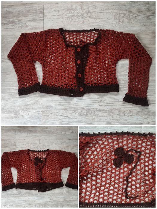 Sweter ażurowy, rozmiar M/L, ręcznie robiony