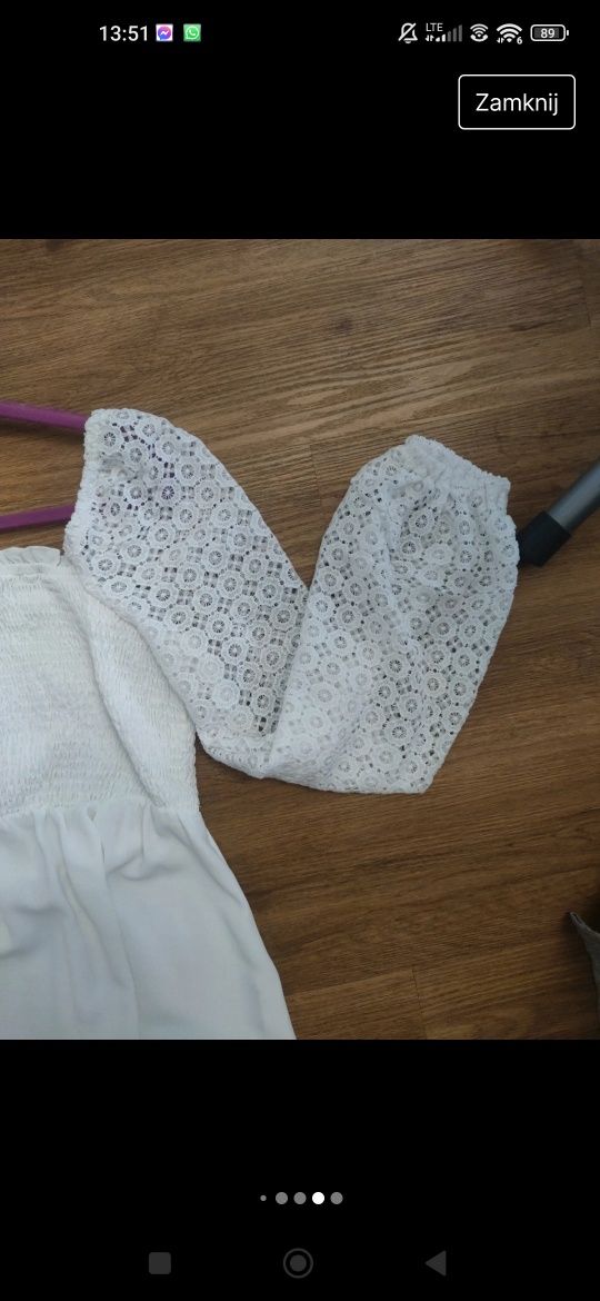 Ciążowa bluzka biała koronka koronkowa XL