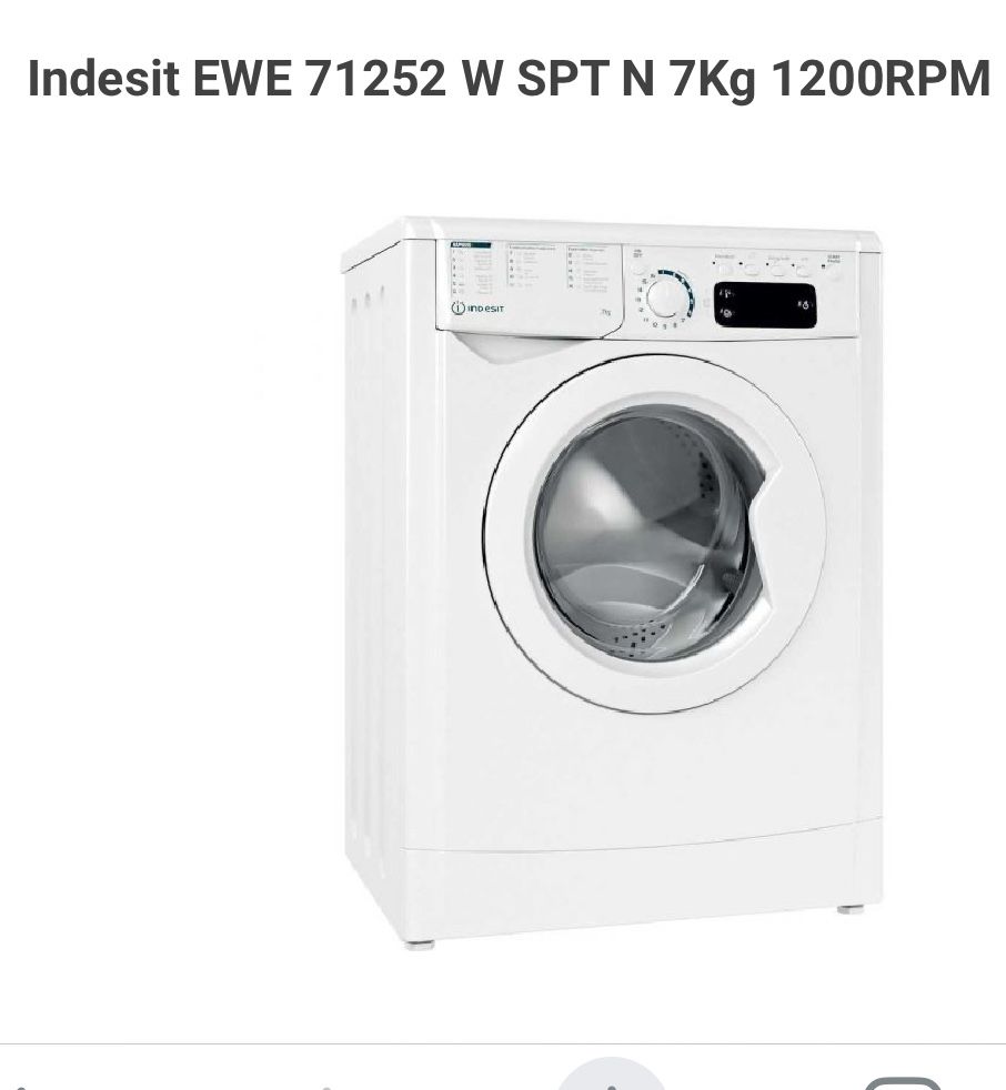 Máquina de Lavar Roupa INDESIT EWE 71252 W (7 kg - 1200 rpm - Branco)