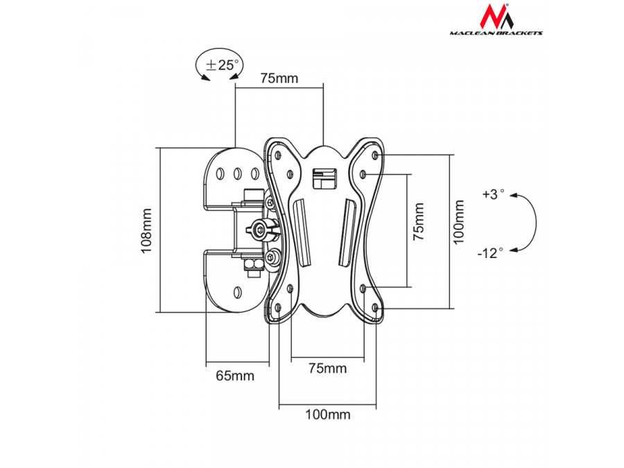 Uchwyt wieszak do monitora regulowany VESA 13-27'' Maclean MC-670