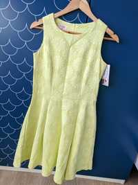 NOWA limonkowa sukienka letnia wizytowa, Adika, r. 36