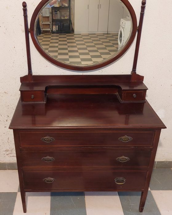 NV PREÇO Comoda toucador antiga + espelho, madeira maciça