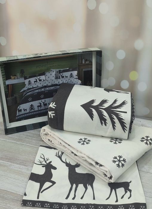 Новий Рік. Фланелева постільна білизна. Є різні кольор Warmatex  євро.