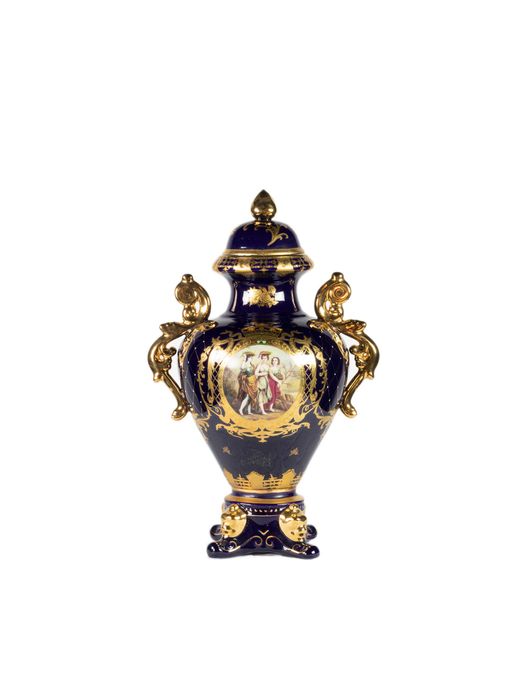 Vaso ânfora porcelana azul | Retier