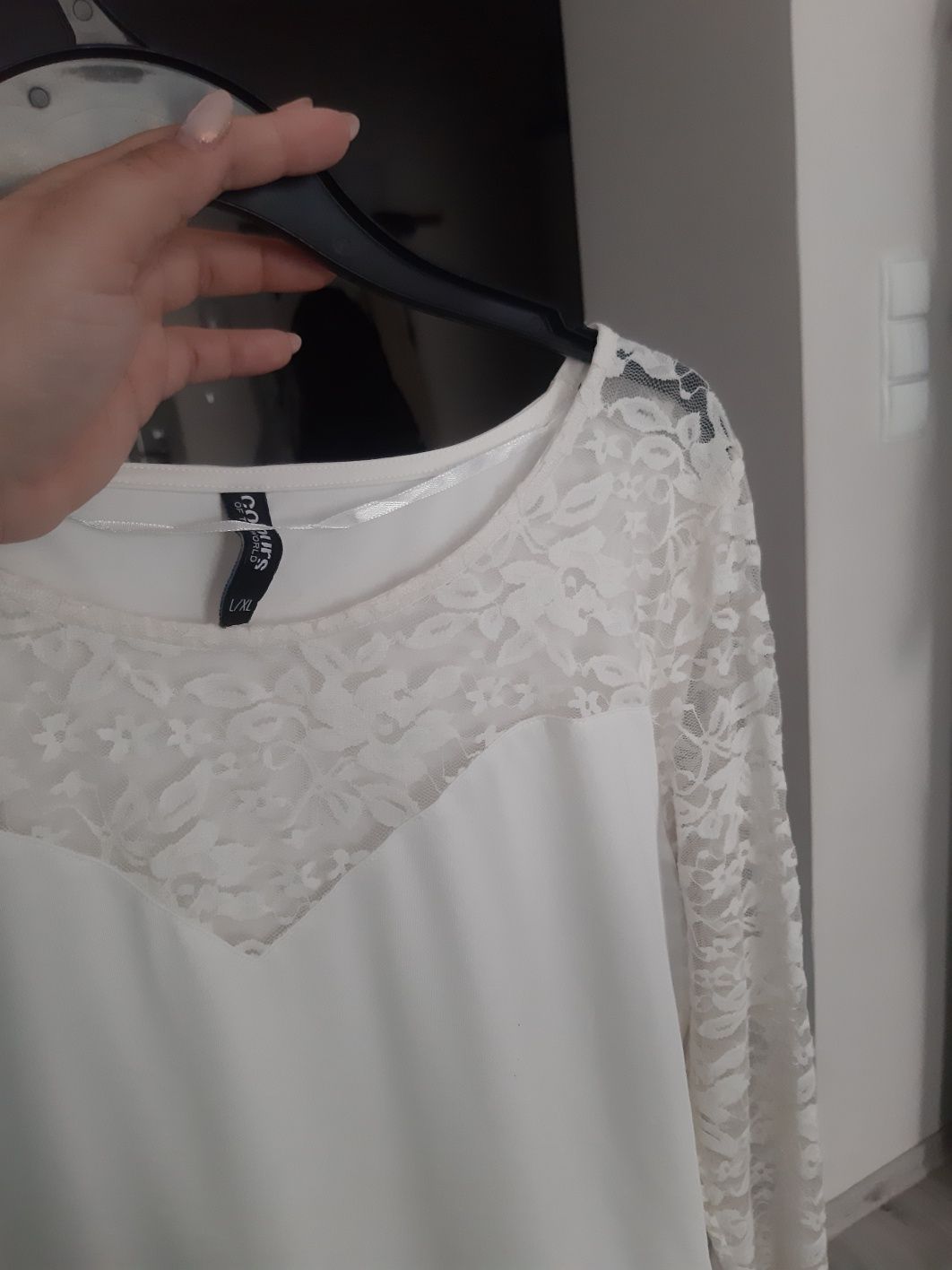 Bluzka koronka biała damska L/XL
