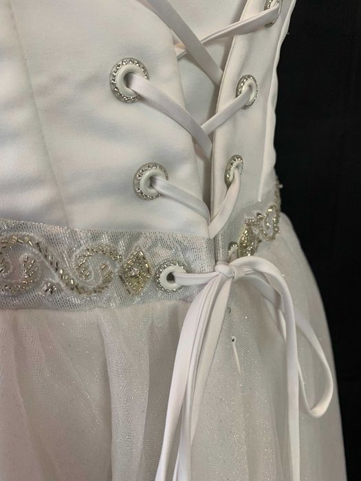 Nowa Suknia Ślubna Midi Princessa Tiul brokatowa S M 36 38 księżniczka