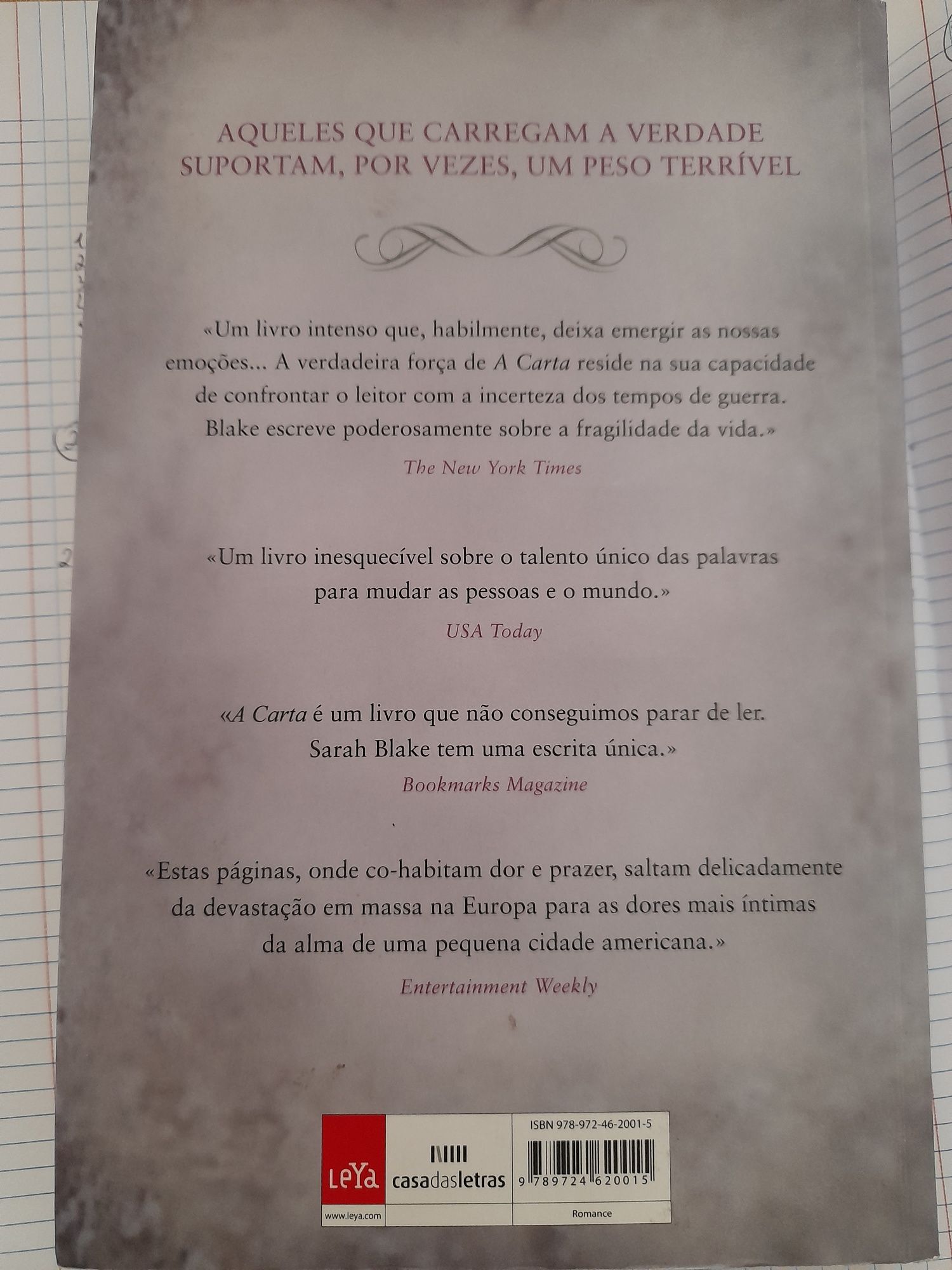 Livro "A Carta" romance histórico