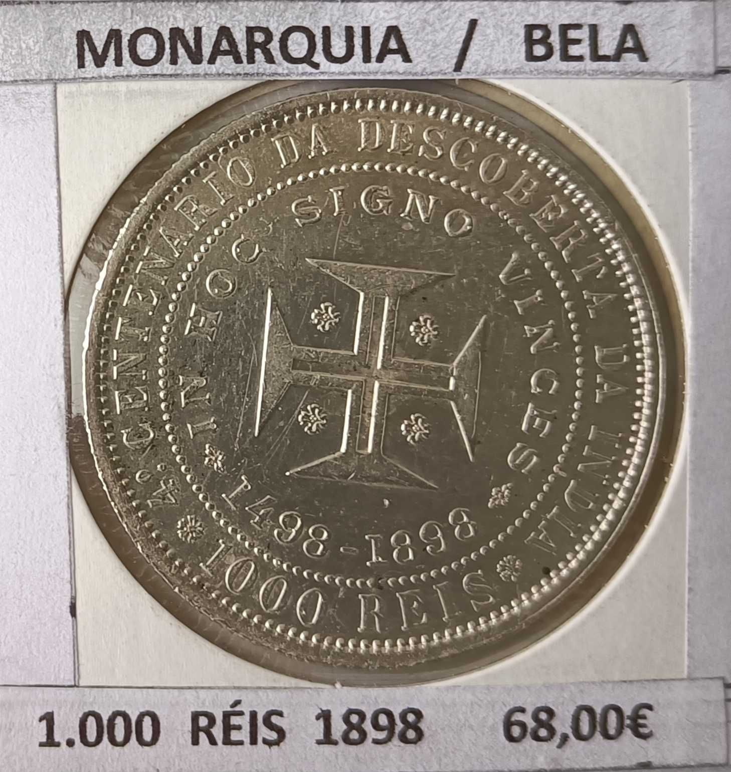10 Tostões 1.000 Réis Prata D. Carlos I & Rainha D. Amélia de Portugal