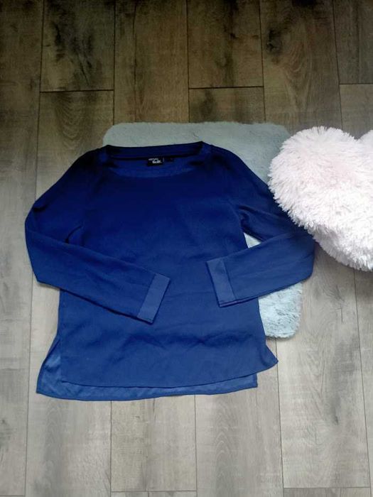 Heidi Klum bluzka z długim rękawem long sleeve S głęboki granat satyna