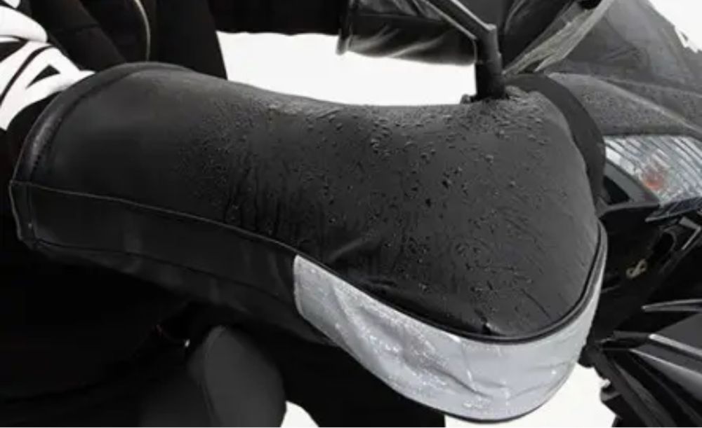 Довгі шкіряні зимові мото рукавиці муфти руля на хутрі