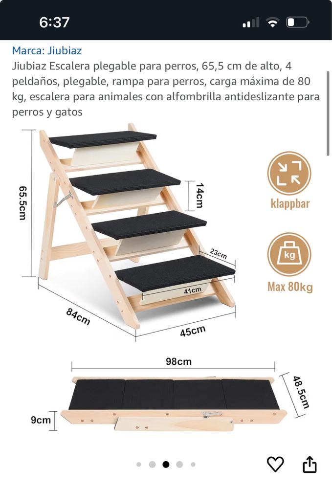 Escada dobrável para animais