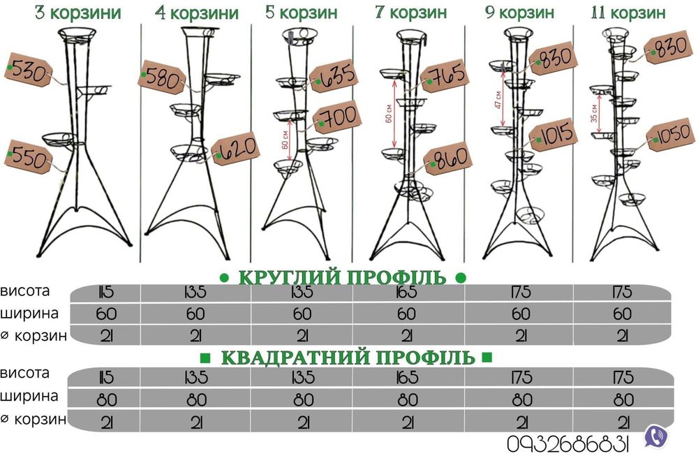 Ковані підставки для квітів , металеві