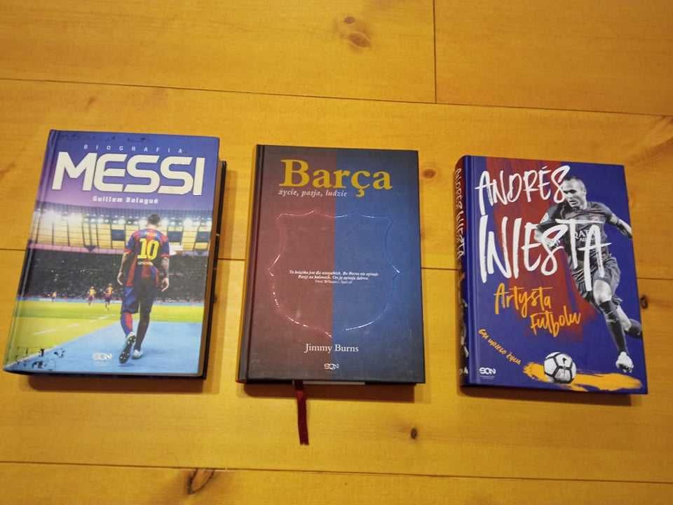 Książki FC Barcelona, Messi, Iniesta - komplet