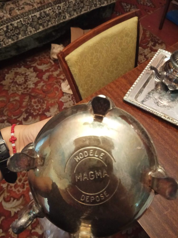 Чайный мельхиоровый французский сервиз MAGMA MODELE DEPOSE
