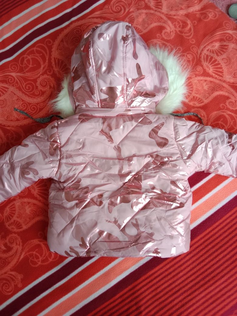 Зимняя розовая курточка 86