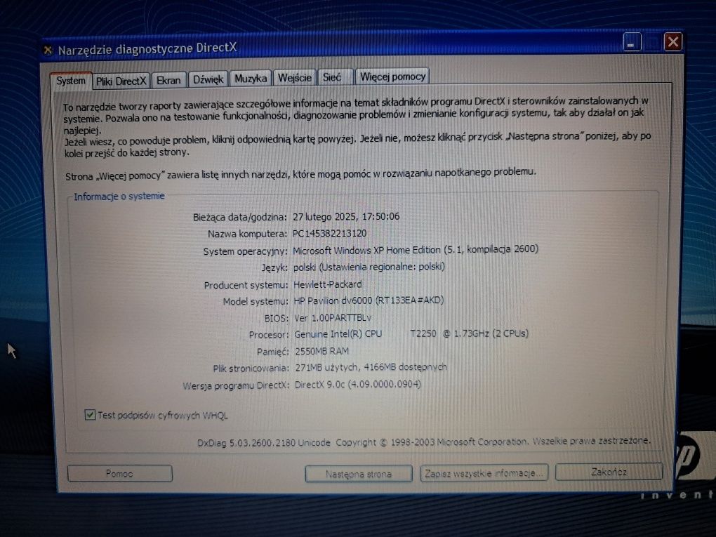 Sprzedam laptopa HP Pavilion 6000.