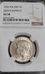 5 złotych 1934 Głowa kobiety NGC AU58