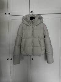 Kremowa beżowa puchowa pikowana kurtka zimowa Zara puffer jacket XS