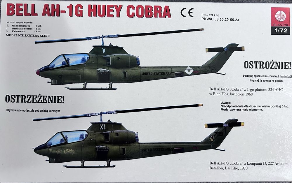 Model do sklejania helikopter Bell AH-1G Huey Cobra Plastyk S-134