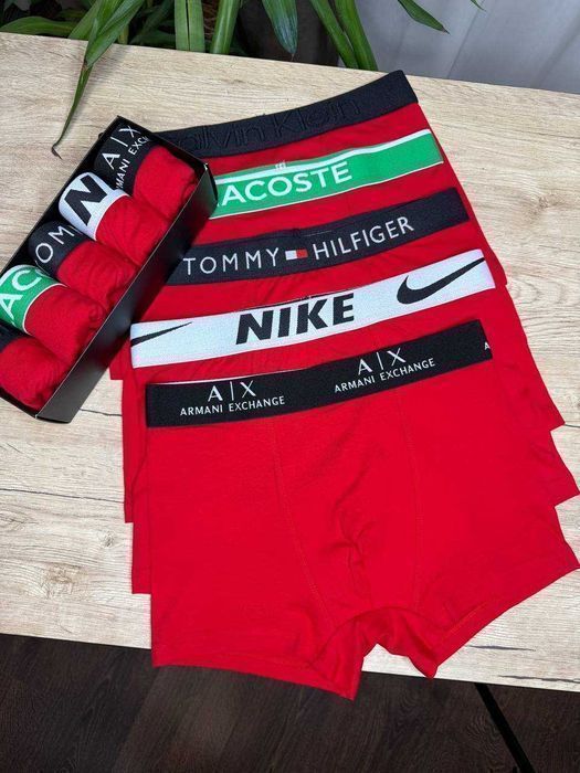 Чоловічі червоні/чорні труси Calvin|Tommy|Lacoste|Nike Мужские красные