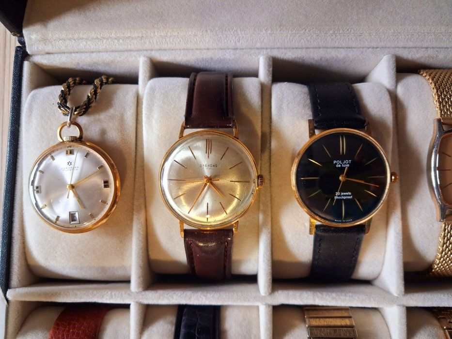 Kolekcja 12 szt naręcznych starych zegarków Bahdad, Junghans, Dugena