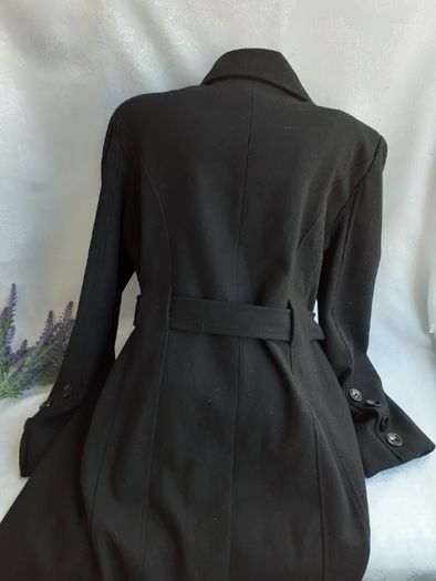 Guess пальто р.XL (48-52) шерсть двубортное с поясом черное оригинал