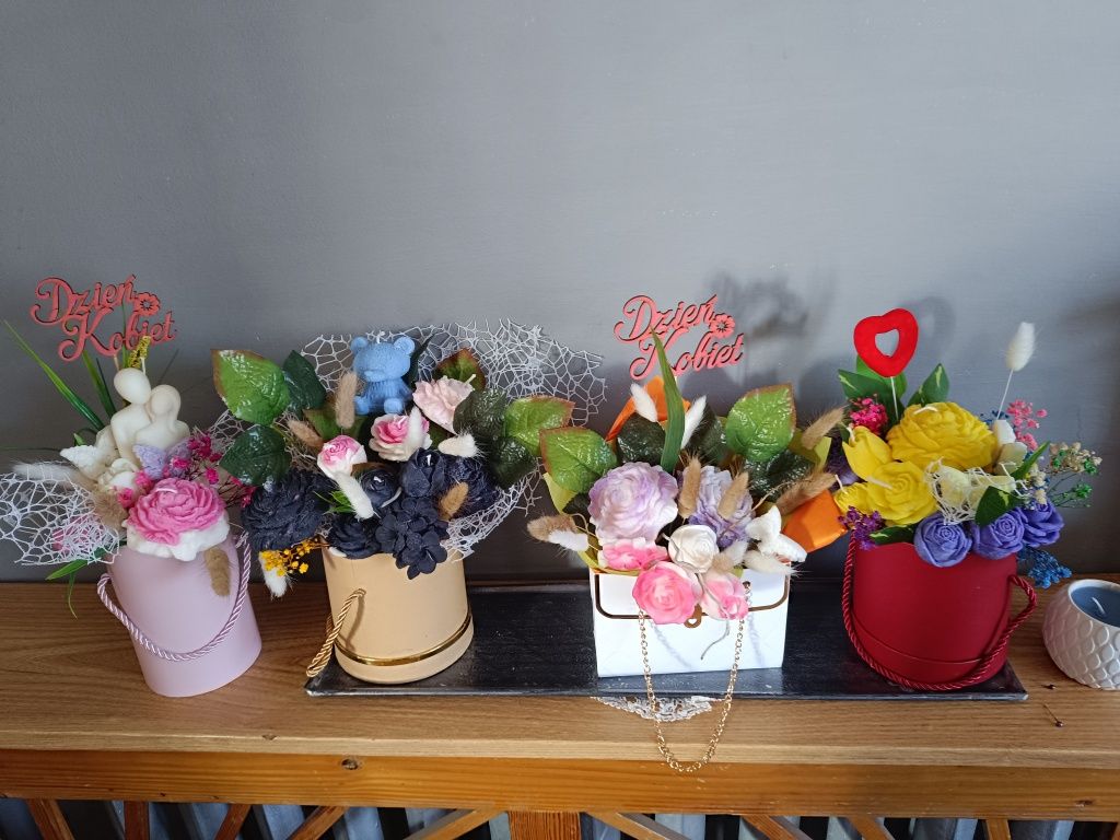 Mydelka,świeczuszki zalewane i wolnostojące ,flower box