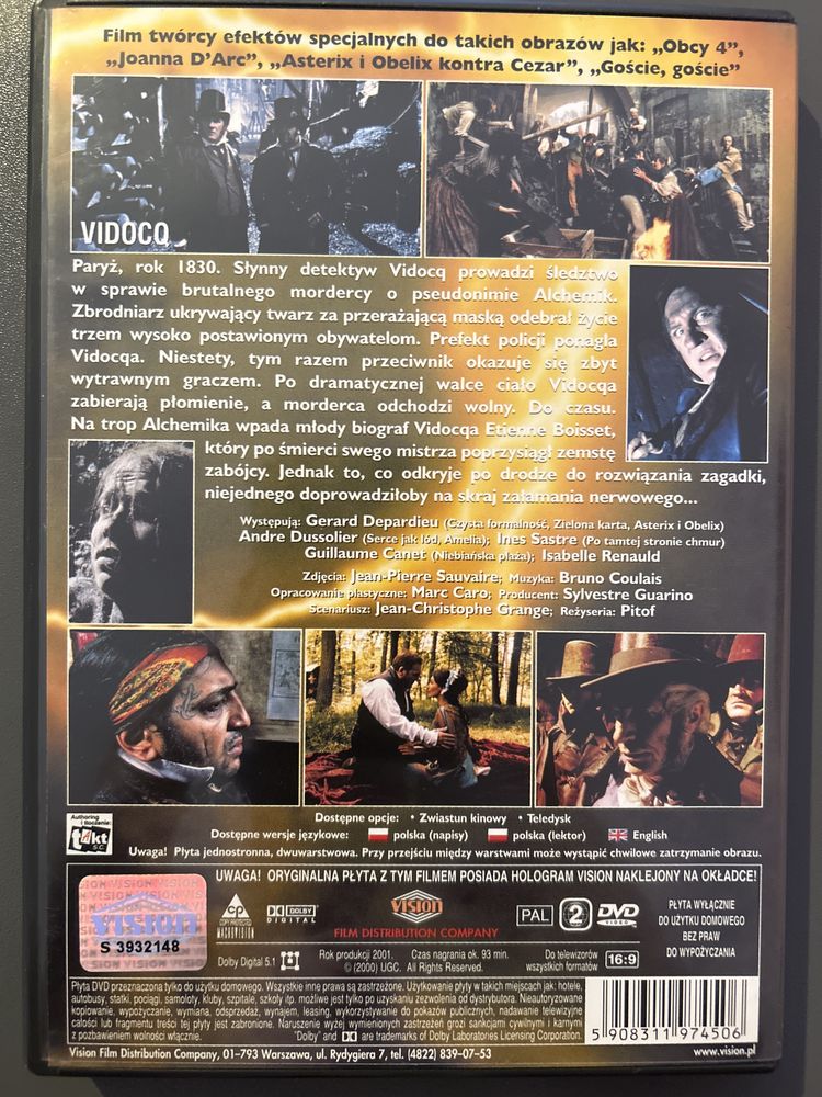 Vidocq plyta DVD