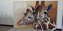 Triptico a óleo "Girafas" de Nuno Pedreiro
