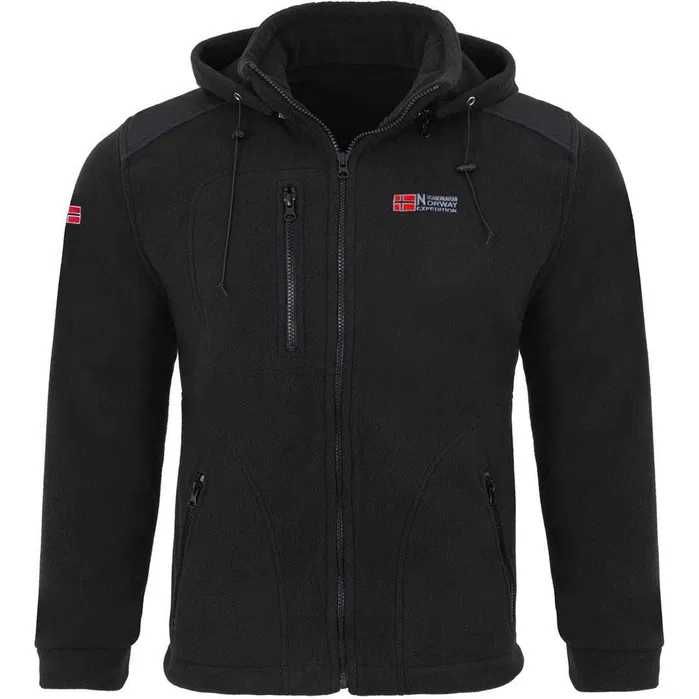 Męski polar NORWAY czarny + wzmocnienia odpinany kaptur