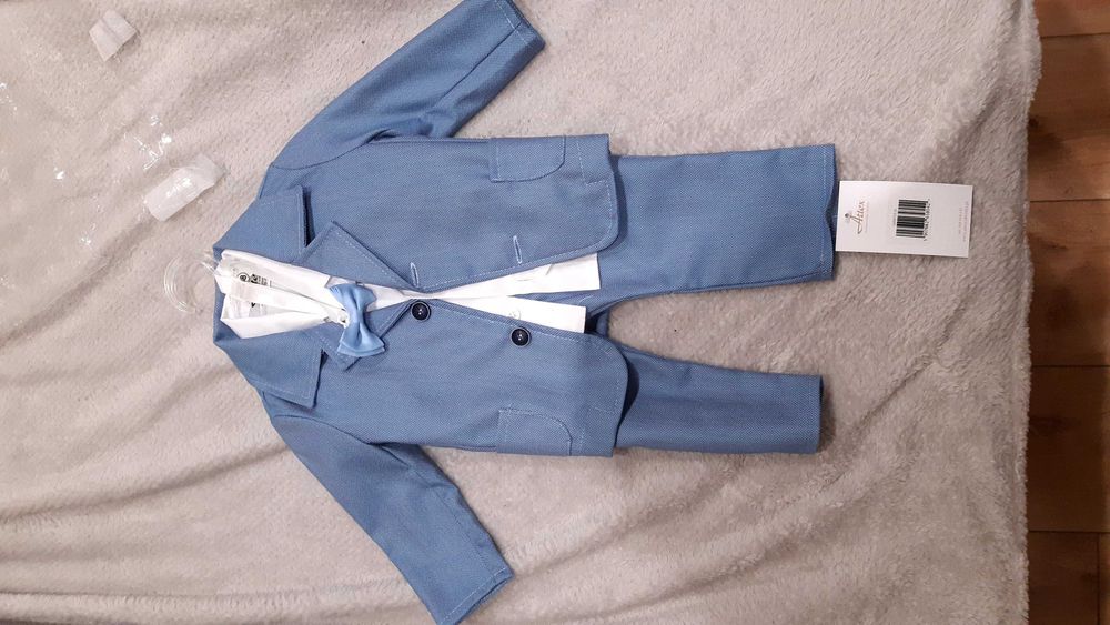 Garnitur niemowlęcy r.68 oraz koszula/muszka na chrzest,Nieużywany!