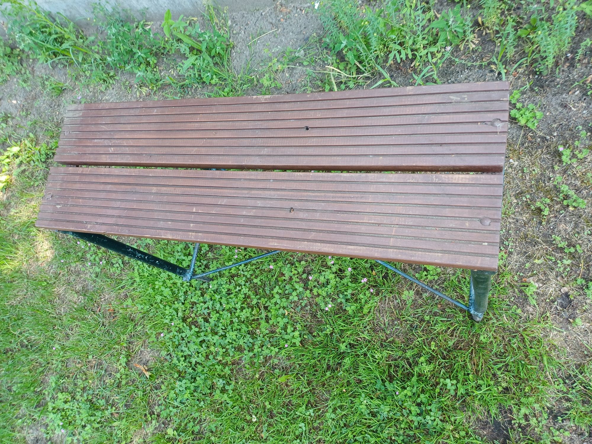 Ławeczka ławka metalowo drewniana