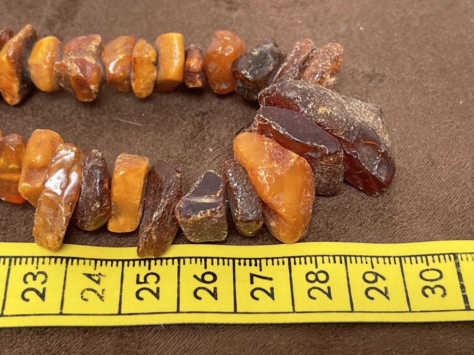 Stary Duży Naszyjnik z Bursztynu Bałtyckiego Prl