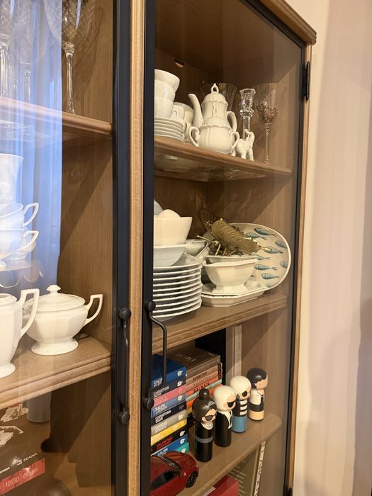 Ikea Lanesund witryna szklane drzwi drewno dab