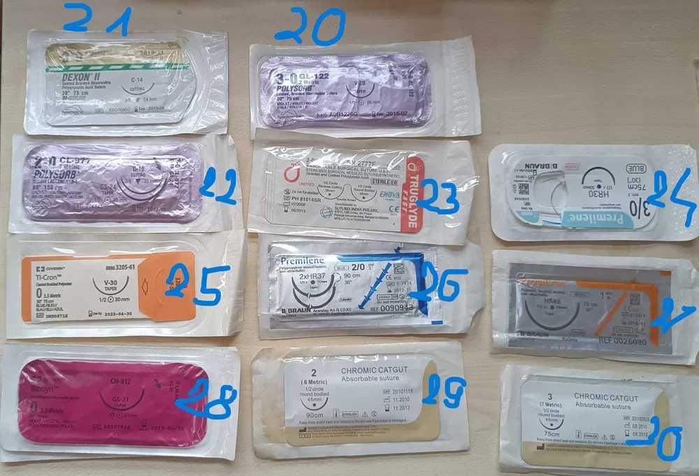 Nici chirurgiczne do nauki szycia  o nr 21, 30, 32