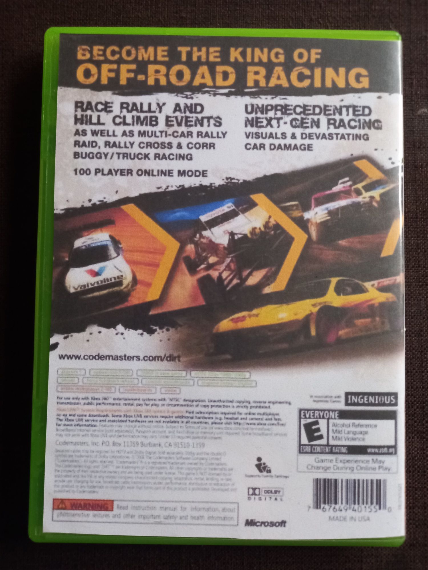 Gra Colin McRae Dirt na konsole xbox 360