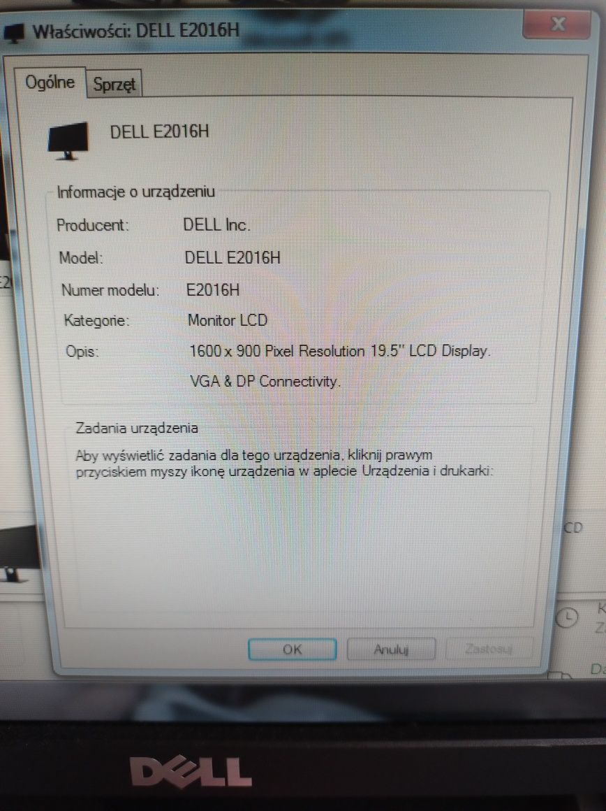 Monitor Dell E2016H