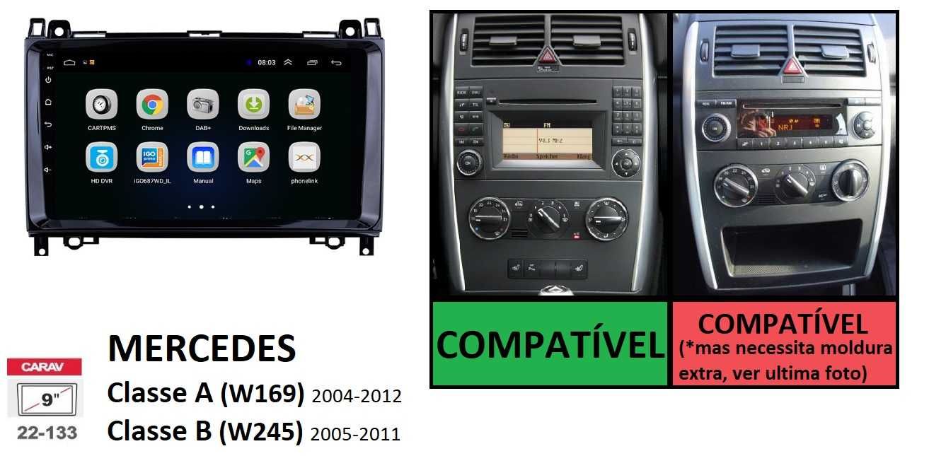 Rádio 2DIN 9" [4+32GB] MERCEDES • A180 (W169) • B180 (W245) • Android