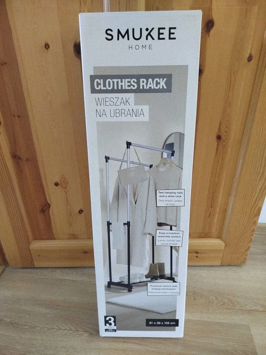 Nowy Wieszak na Ubrania  Dwa drążki + Półka Na Buty
