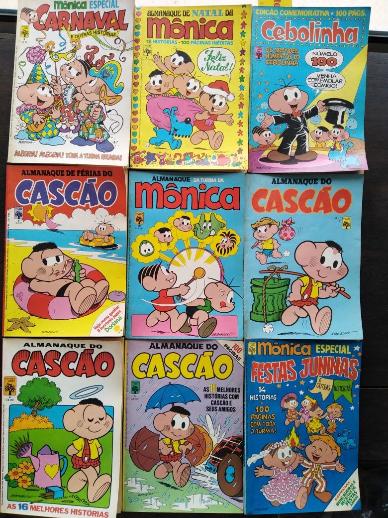 Vários almanaques da Mónica, Cascão e Cebolinha.