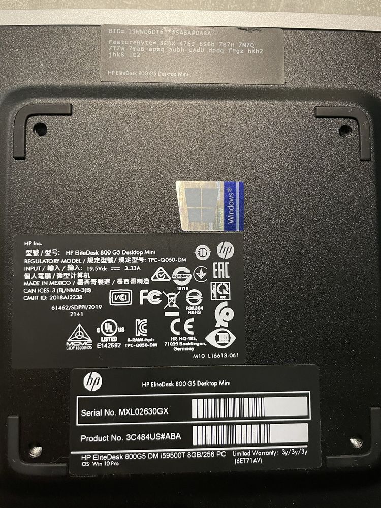 HP EliteDesk G5 i5 9500T, 16gb RAM, 256 SSD m.2 NVMe