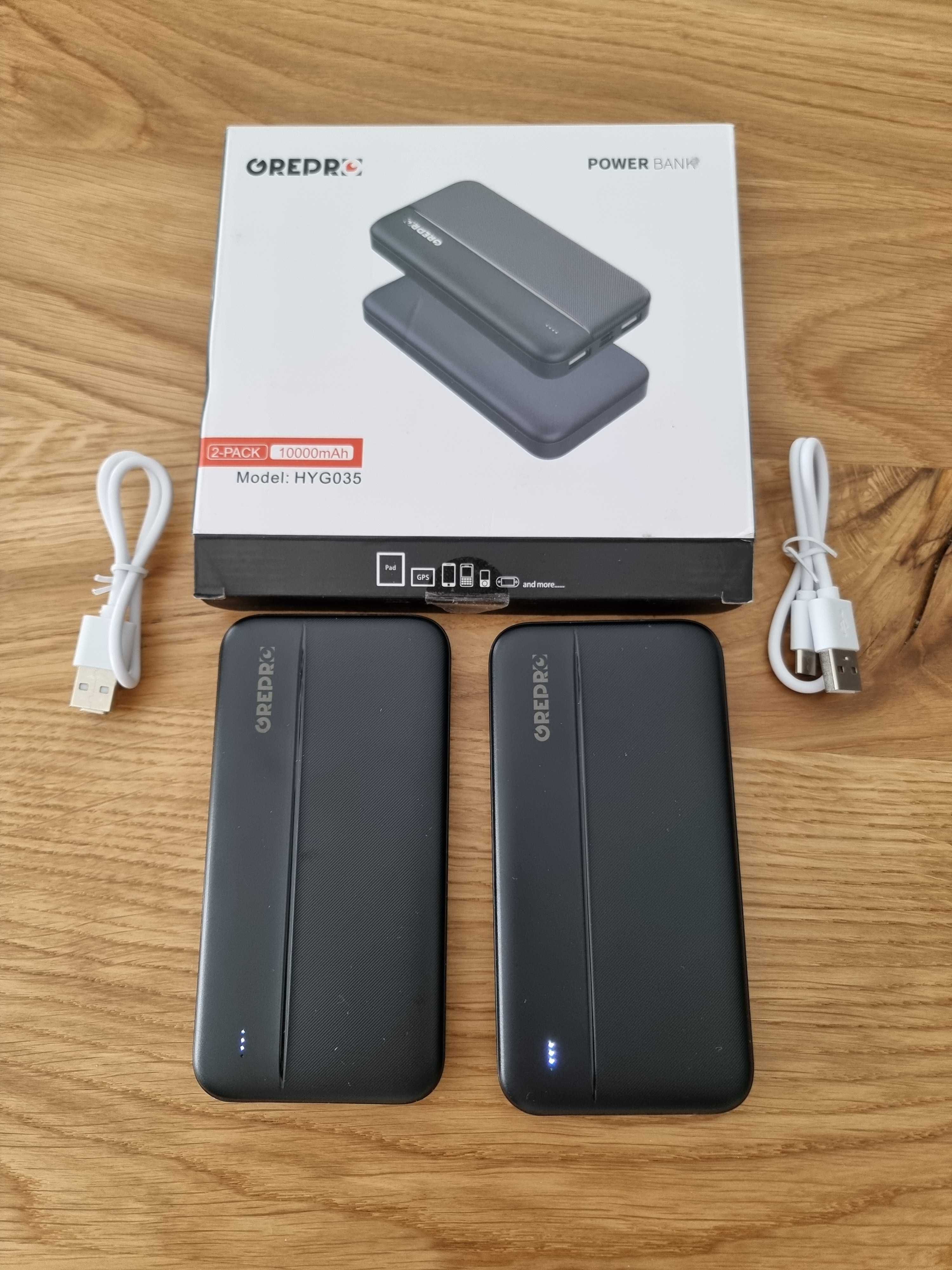 Zestaw 2 x  PowerBank GrePro HYG035, 10000mAh 2.4A, USB C in/out