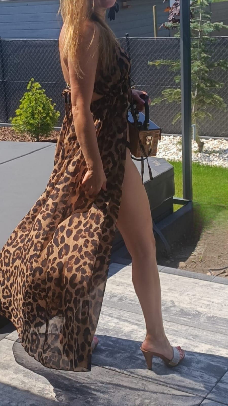 Nowe Długie zwiewne pareo w panterkę boho