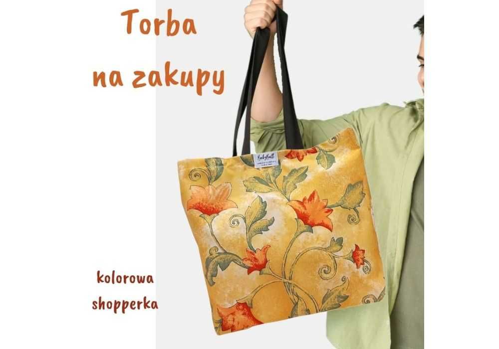 Torba na zakupy bawełniana shopperka kolorowa siatka