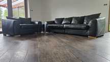 Komplet sofa  4+2+pufa skóra naturalna brąz